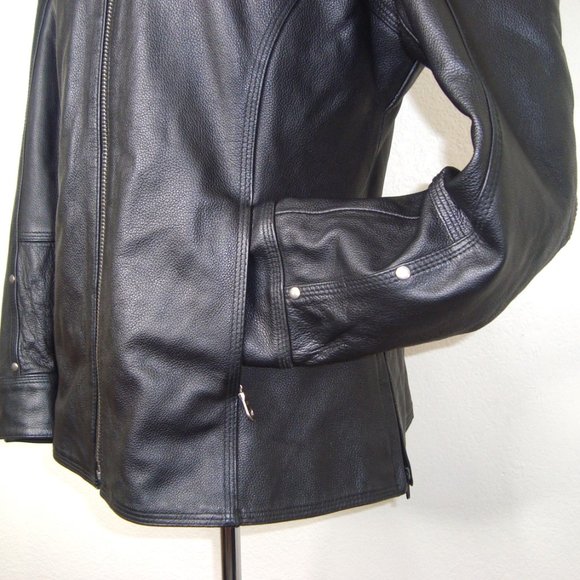 NEW FIRST Mfg. Co. Leather Gear Black Jacket w/Removable Quilted Liner Size L - Picture 6 of 16